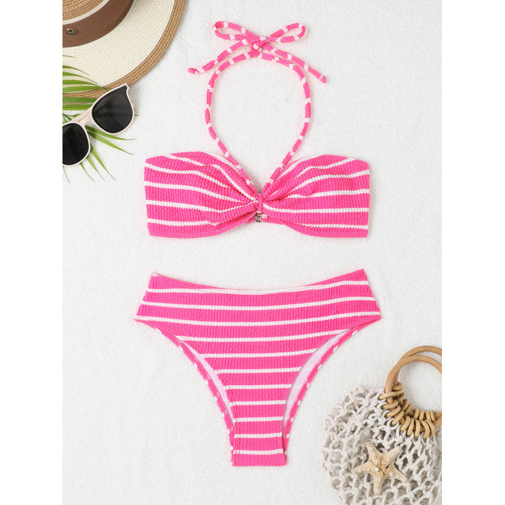 Dame Bandeau-bikini med stilfulde striber Stilla