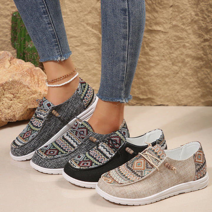 Dame Fritids Slip-On Sneakers med farverigt Ethno-mønster Stilla