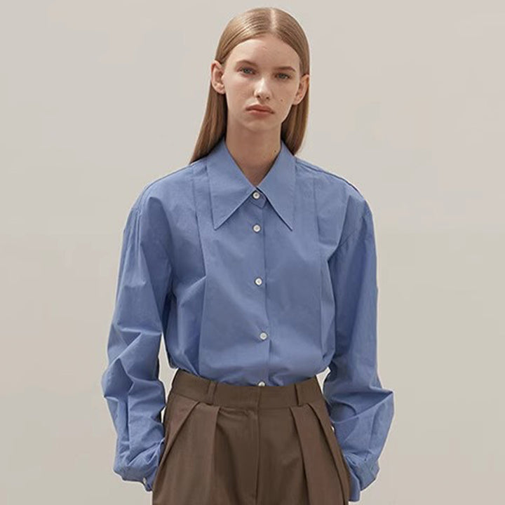 Dame elegant skjorte bluse i højkvalitets bomulds materiale med moderne snit og klassisk krave Stilla