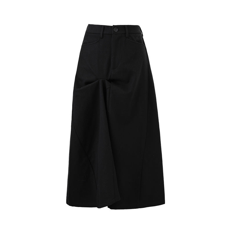 Dame Midi-Nederdel i højkvalitets uldmix med elegante plisseringer og højt liv Stilla