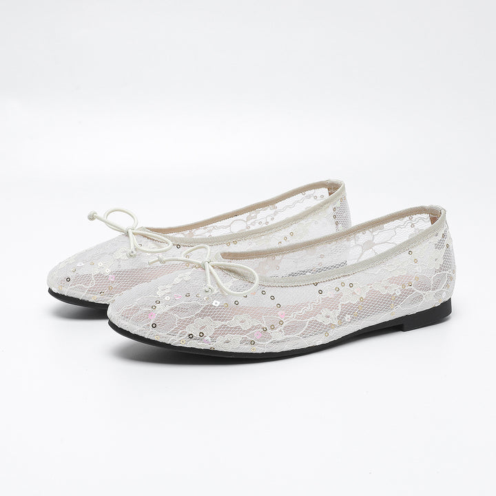 Dame Ballerinas i sart blonde med glimmerdetaljer Stilla
