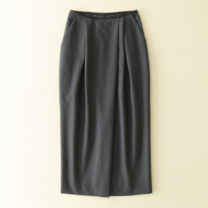Dame elegant Midi-nederdel med struktureret plissering og sidelommer Stilla