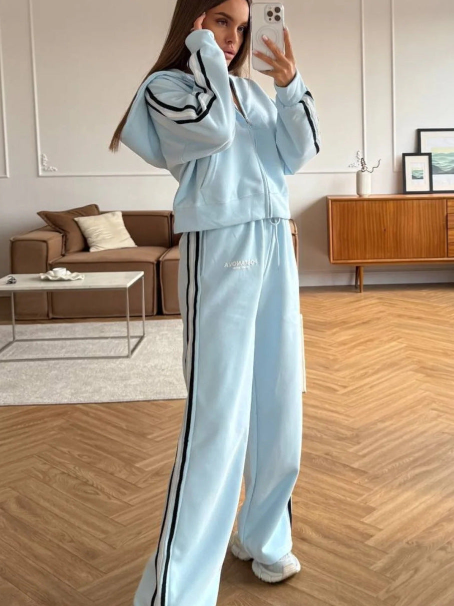 Kvinders sporty fritids sæt med casual zip hoodie og komfortable joggingbukser Stilla
