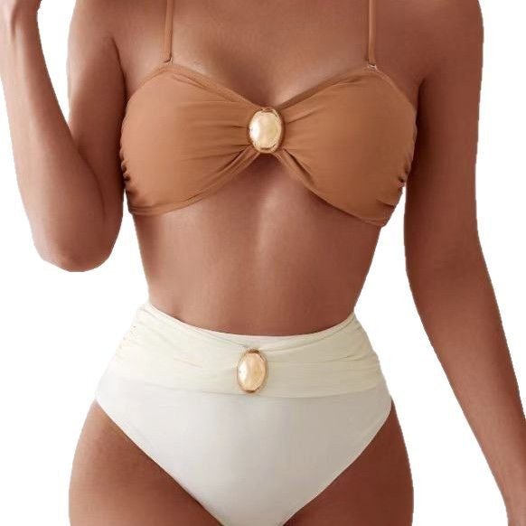 Dame bikini sæt med kvalitets push-up bandeau top og elegant højtskaaret buks Stilla