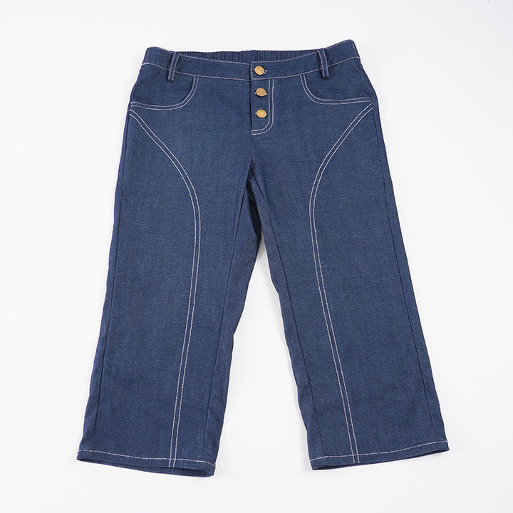 Dame Capri-jeans med trendy snit og rustikale knapdetaljer Skovae