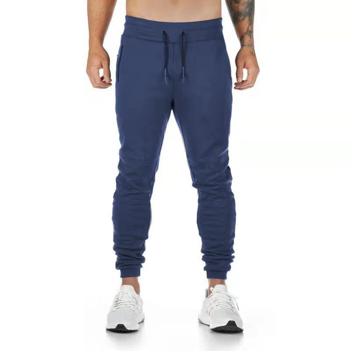 Herren nan slim fit joggebukser med ribbede linning, lynlåslomme og knæindsatser Skovae