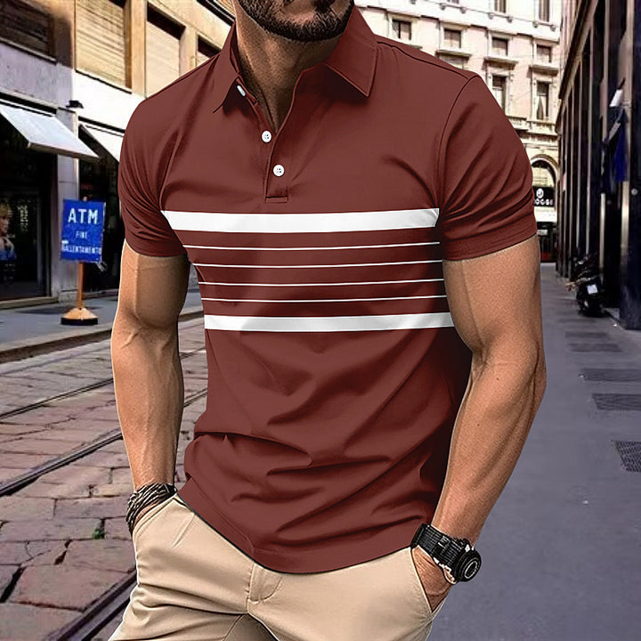 Herrer elegant kortærmet polo-shirt med moderne striber og komfortabel pasform Stilla