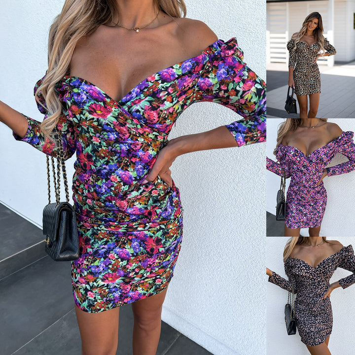 Dame Leopardmønster Struktureret Bodycon Kjole Stilla