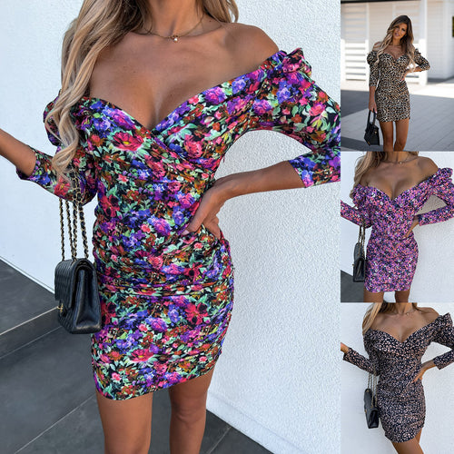 Dame Leopardmønster Struktureret Bodycon Kjole Stilla