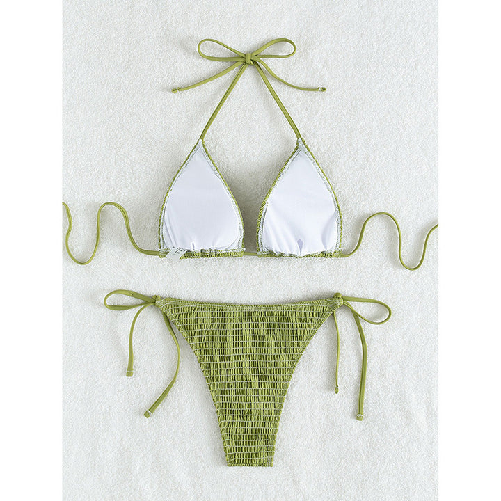 Dame Triangel-Bikini med raffinerede flæse-detaljer og justerbare stropper Skovae
