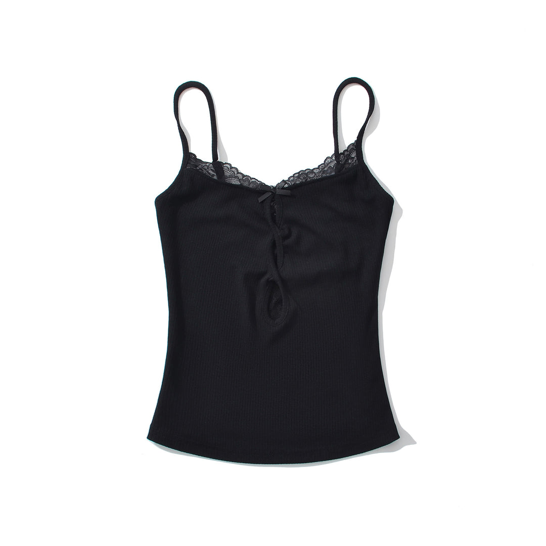 Dame Basic-Camisole med blondeaccenter og justerbare stropper Stilla