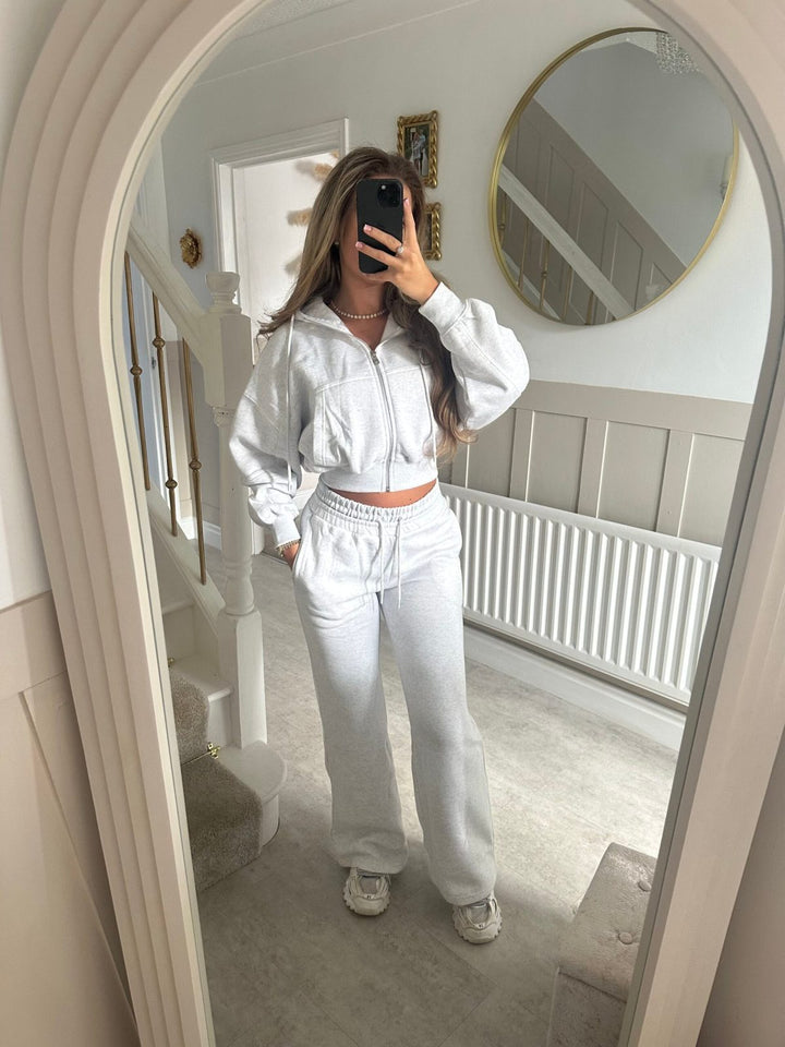 Kvinder casual zip hoodie og loose fit joggingbukser sæt Skovae