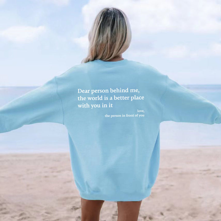 Kvinders sweatshirt med inspirerende skrift Skovae