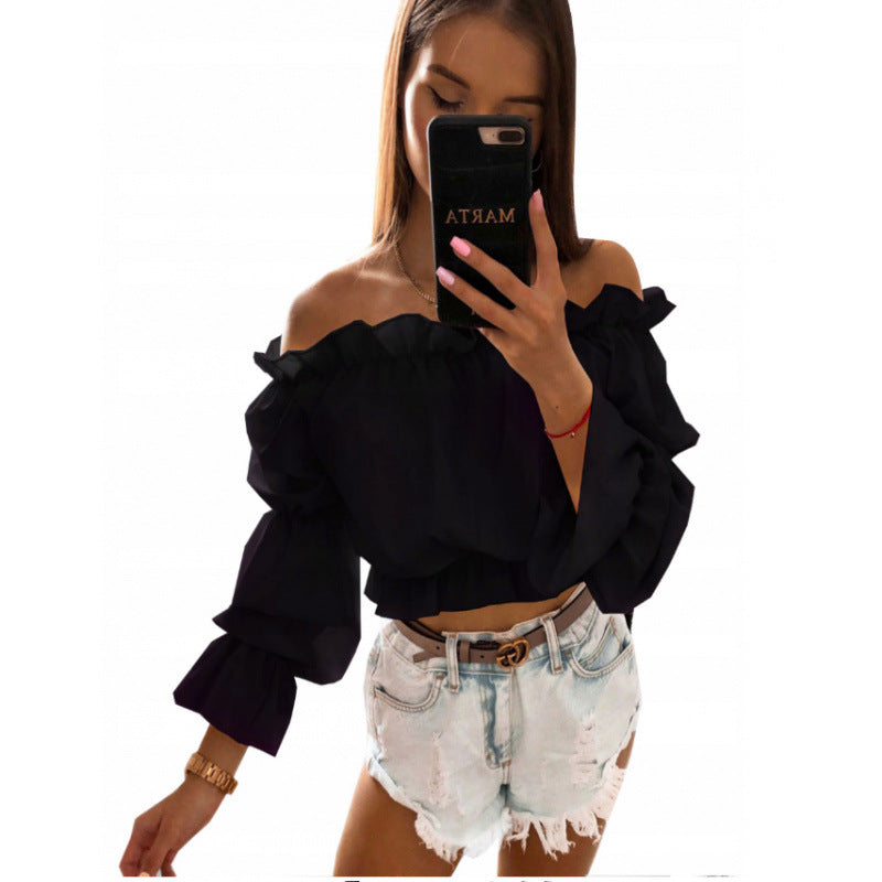 Dame Off-Shoulder Bluse med Rüschendetails Skovae