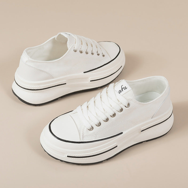 Dame sneakers med høj plateau og åndbart canvas Stilla