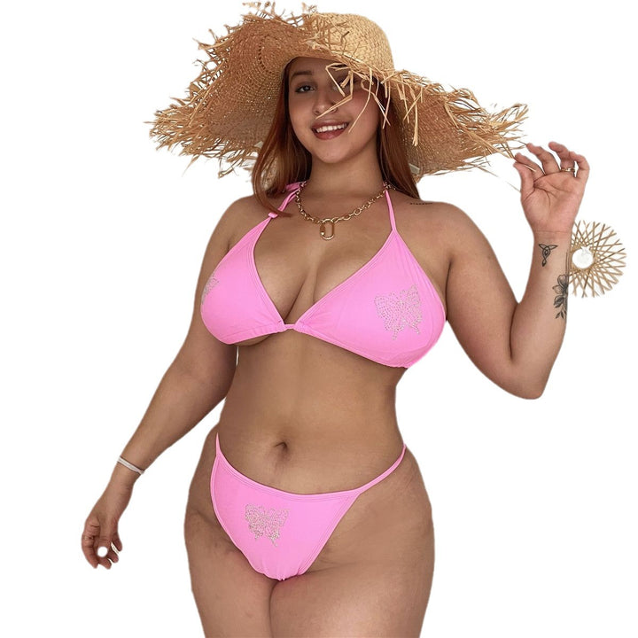 Dame Triangel-Bikini med delikat sommerfugledesign og glitrende detaljer Skovae