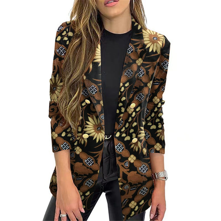 Dame blazer med blomster mønster og elegante knapper Stilla