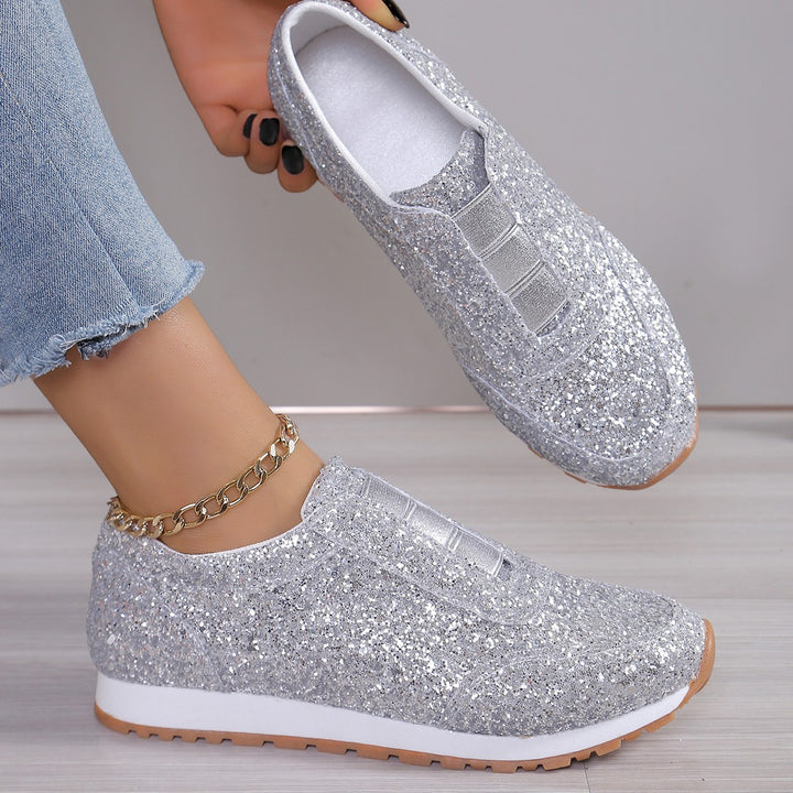Dame Glitrende Sneakers i elegant Slip-On Design med åndbar sål Stilla