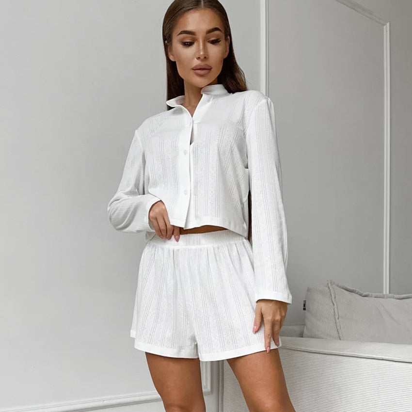Dame pyjamasæt med korte ærmer og elastisk talje Stilla