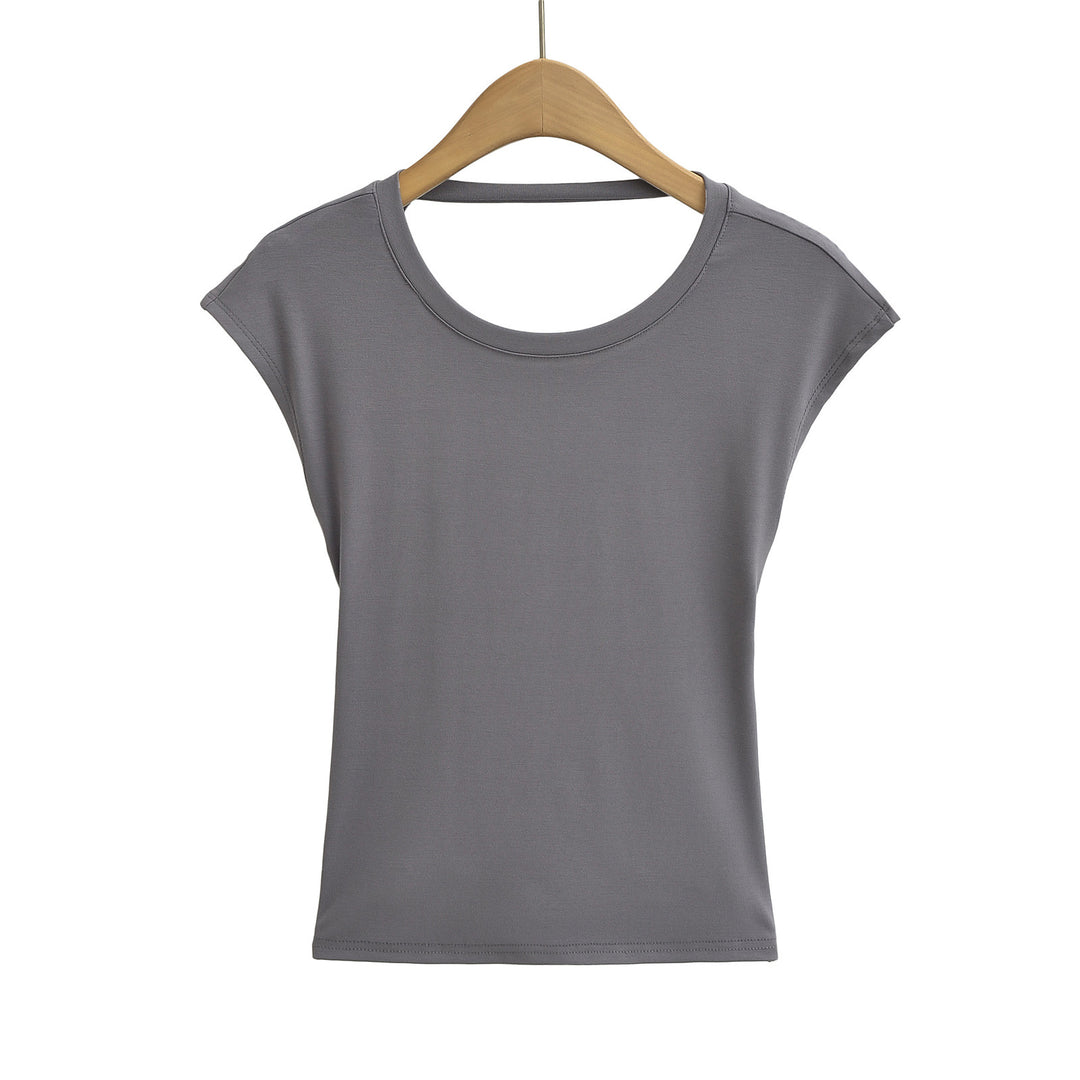 Dame moderne muskelshirt med elegant rund halsudskæring og asymmetrisk søm Stilla