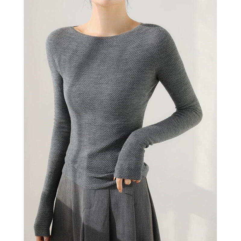 Dame Kvalitets Longsleeve Top med struktureret mønster Stilla