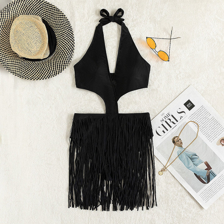 Dame one-piece badedragter med fashionable frynsekjole Skovae