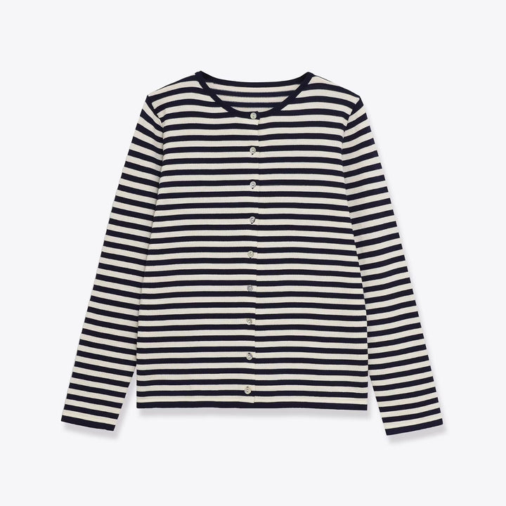 Dame stribet cardigan med knaplukning Stilla