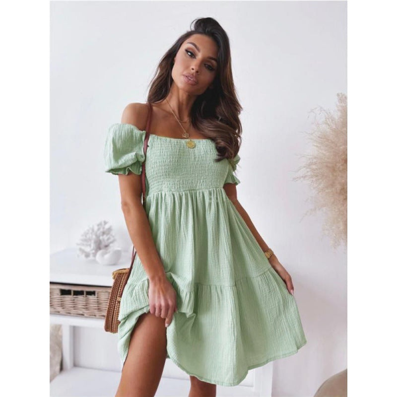 Off-Shoulder-Minikjole med flæser til kvinder Stilla