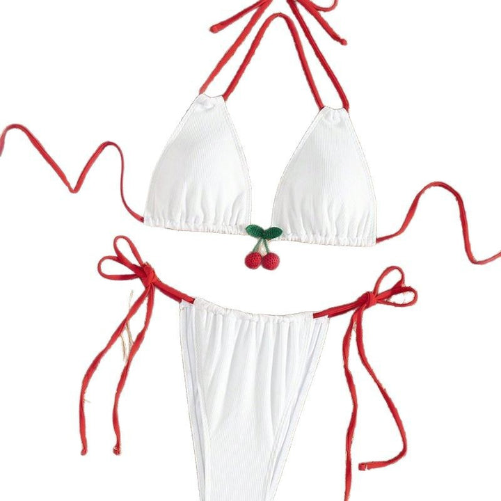 Dame triangel-bikini-sæt med frugtigt motiv og justerbare bånd Stilla