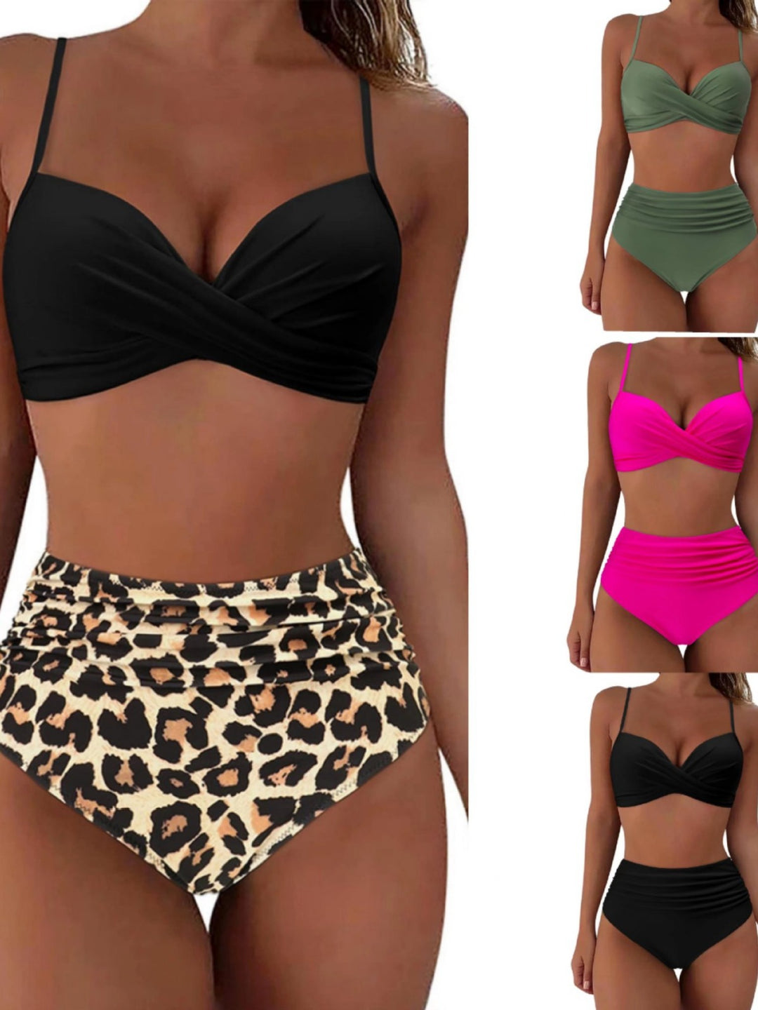 Dame højtaljet bikini-sæt med raffineret vikledetalje og figurskabende design Stilla