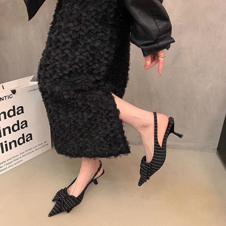 Dame Slingback High Heel Pumps med dekorativt sløjfedetail Stilla