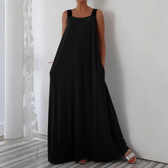 Dame luftig maxikjole med justerbare stropper og lommer Skovae