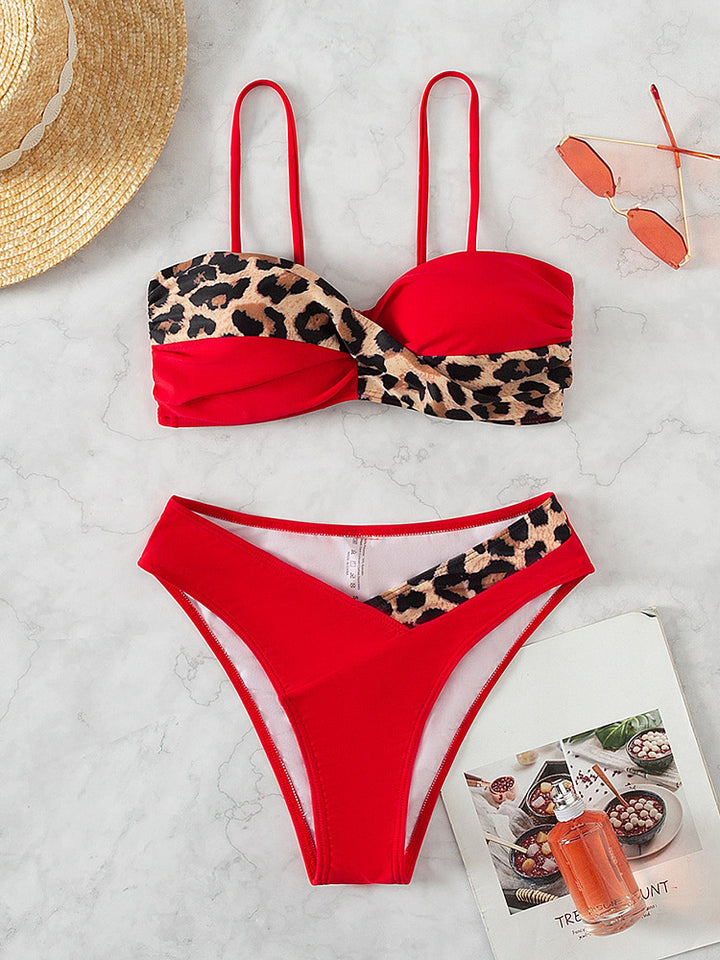 Dame Bikini-sæt med moderigtigt leopardmønster og behagelige stropper Stilla