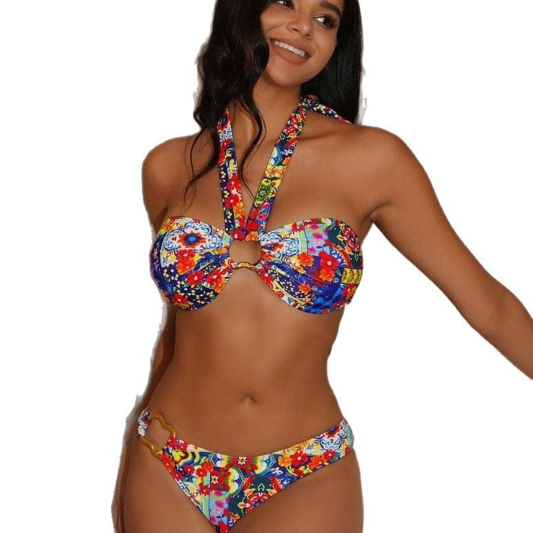 Damebikini med blomsterdesign og aftagelig polstring Stilla