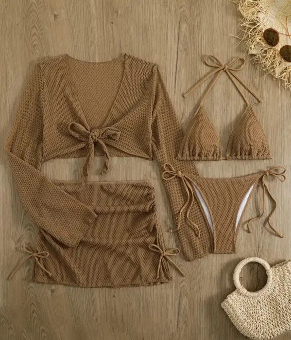 Dame luftig net-bikini med sporty cover-up Skovae
