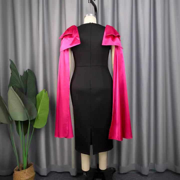 Dame Elegant Vavkjole med dramatisk Cape-udskæring Skovae