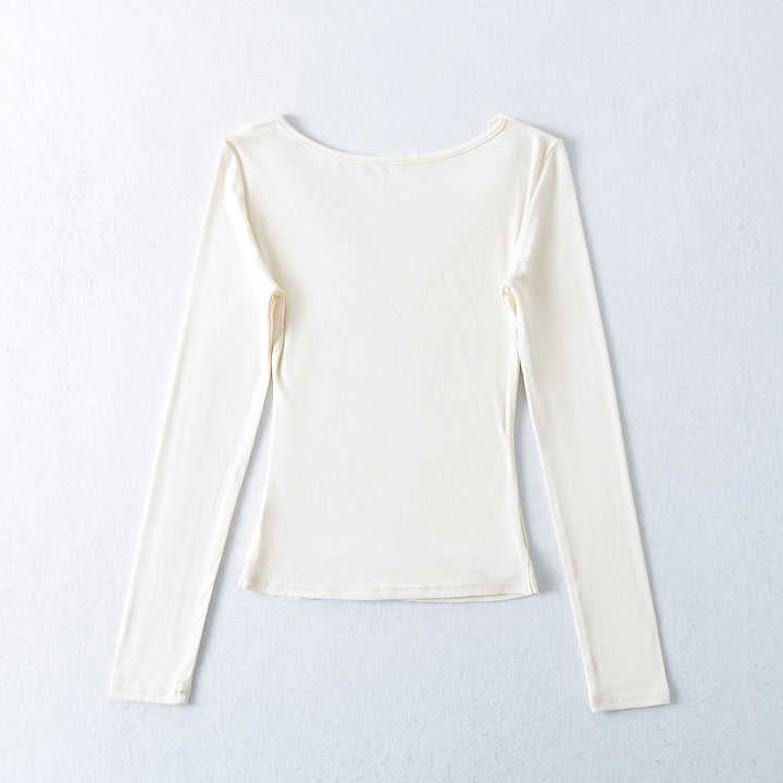Dame elegant longsleeve top med glat draperingseffekt Stilla