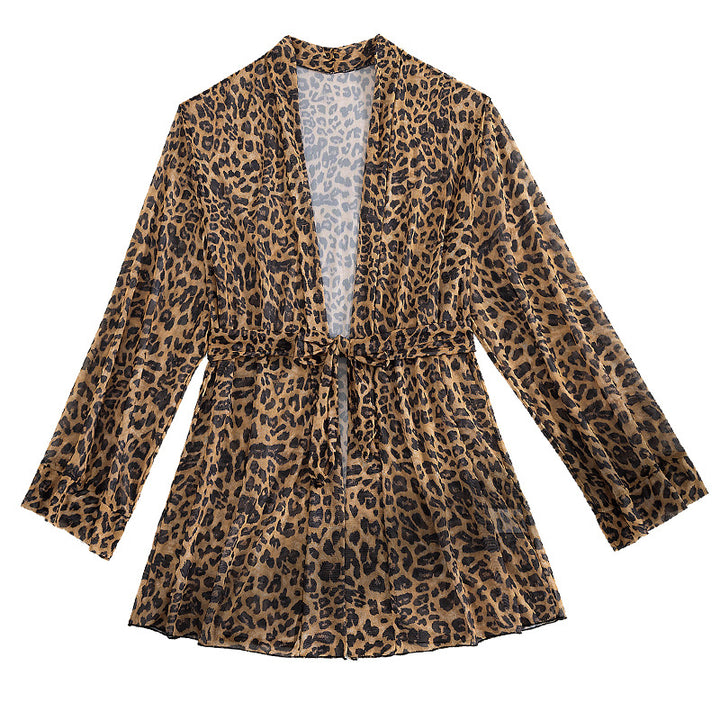 Dame luftig strandoverdel med trendy leopardprint Skovae