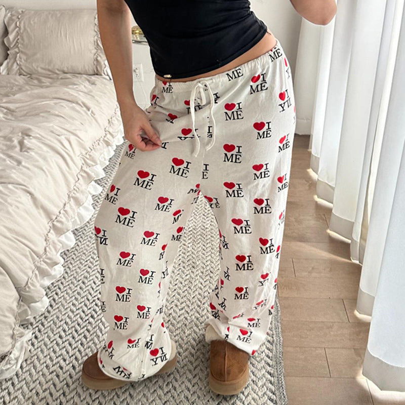 Dame behagelig pyjamasbuks med motiverende print Skovae