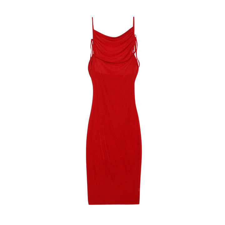 Dame Sleek Rynkning Slip Kjole med justerbare stropper Stilla