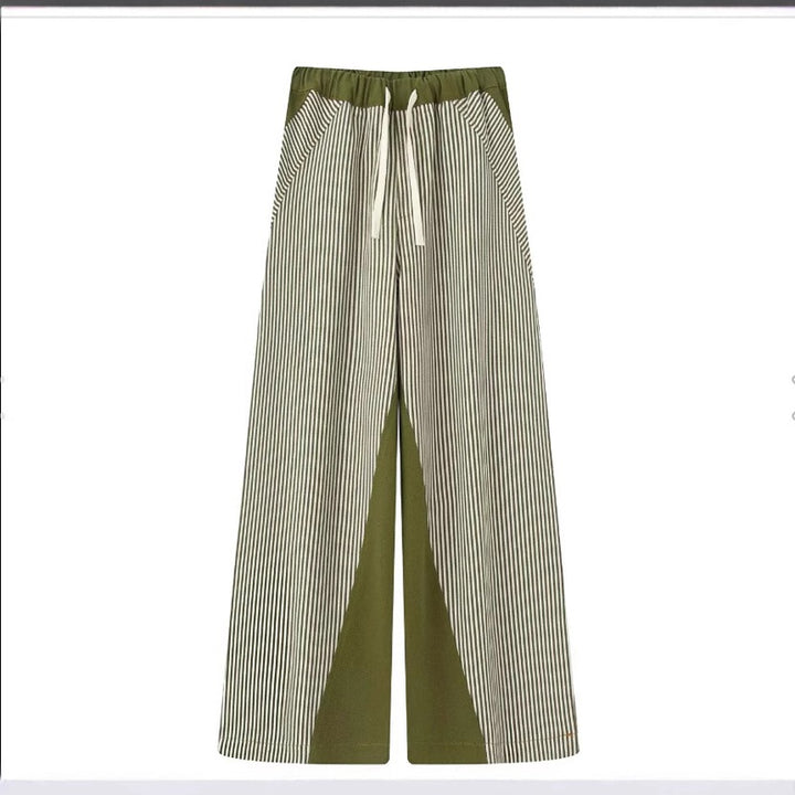 Dame bred stribepants med elastisk talje og praktiske lommer Stilla