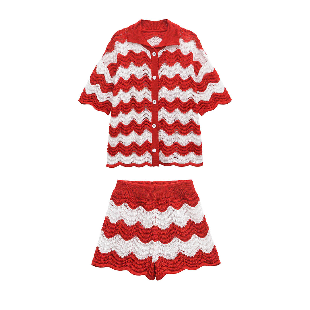 Femme Bølge mønster Strik cardigan Stilla
