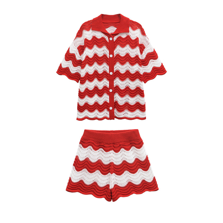 Femme Bølge mønster Strik cardigan Stilla