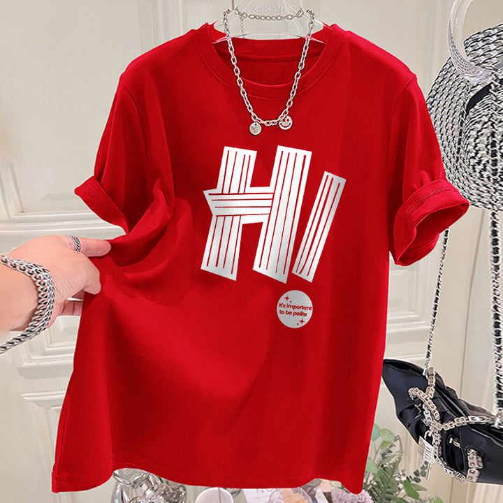 Dame T-shirt med kreativt statement-tryk og behagelig pasform Stilla