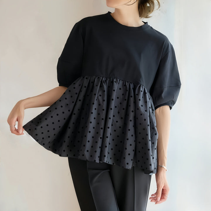 Dame Polka Dot Peplum Overdel Stilla