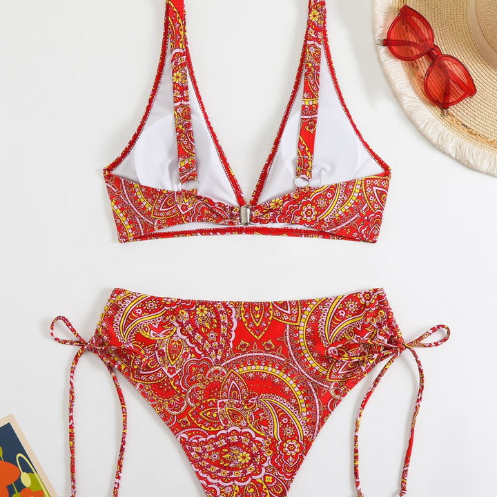 Dame bikini-sæt med moderne paisley-design og behagelig high-waist snit Stilla