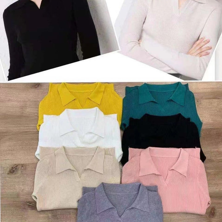 Kvinders afslappede polo sweater med fine ribbede strukturer Stilla