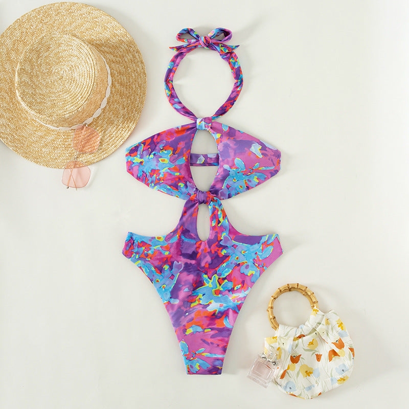 Dame Cut-Out Badedragt med trendy indpakningsdesign Skovae