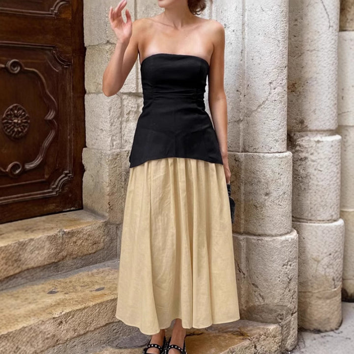 Dame Bustier-top og Maxiskirt sæt med elegant design Stilla