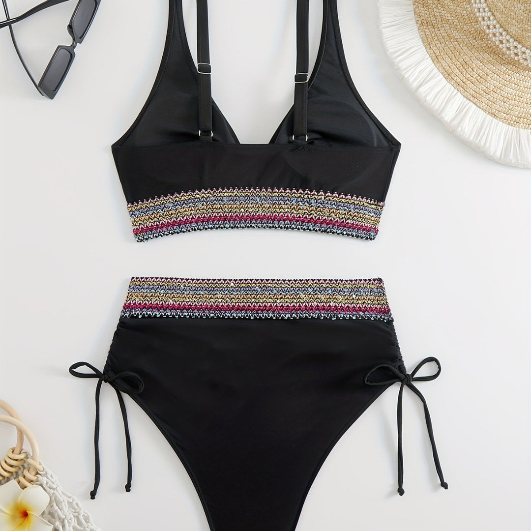 Dame bikini-sæt med justerbare stropper og elegant broderet bånd Stilla